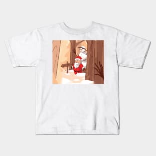 Santa with snow man Kids T-Shirt